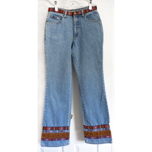 Vintage 90s jonathan g boho straight-leg acid wash jeans - Picture 6 of 6